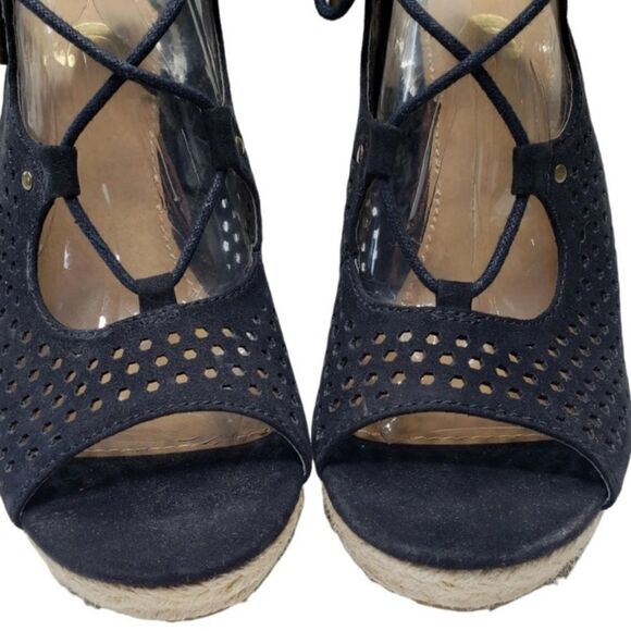 #157 WEDGE Suede Lace Up  Sandals - Picture 3 of 9